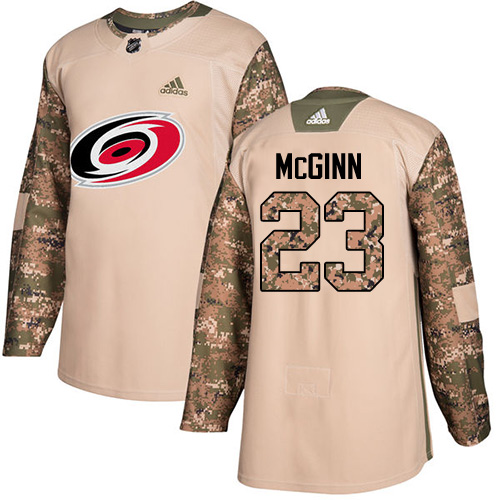 Adidas Hurricanes #23 Brock McGinn Camo Authentic Veterans Day Stitched NHL Jersey